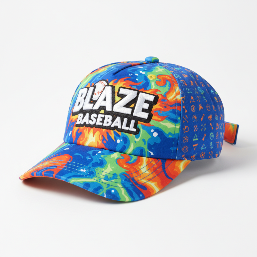 baseball visor with blaze baseball